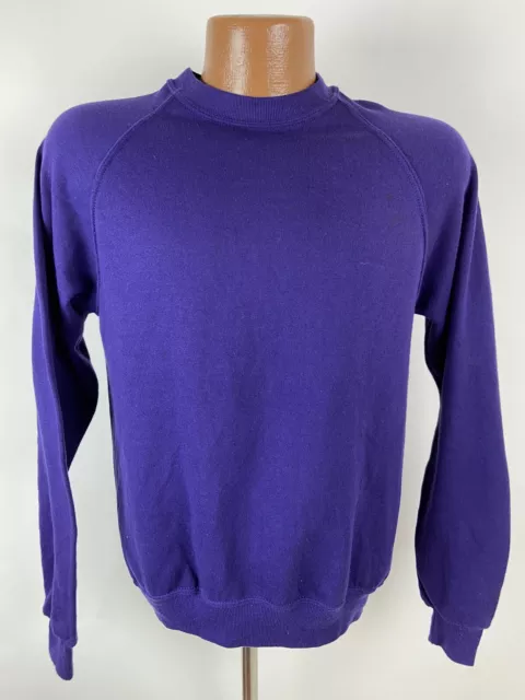 Vintage 90s Jerzees Raglan Sweatshirt Youth XL Blank Purple Minimal Basic STAIN