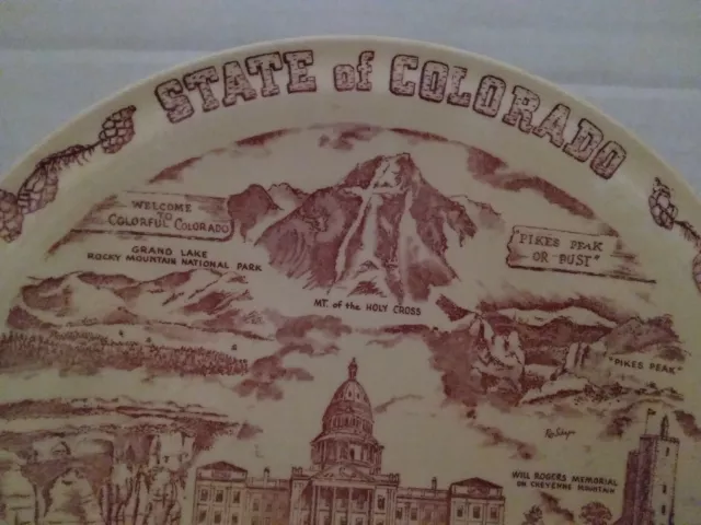 Vernon Kilns Souvenir Plate State of Colorado 2