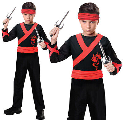 Ragazzi Guerriero Dragon Ninja Costume arti marziali giapponesi ABITO FANTASIA RAGAZZI Vestito
