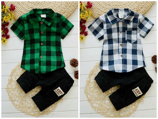 2pc baby boys clothes boys summer cotton shirt+short pants outfits & sets