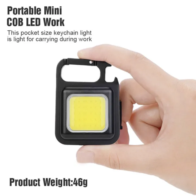 Mini Magnetic COB LED Keychain Light Flashlight USB Rechargeable Torch Work Lamp