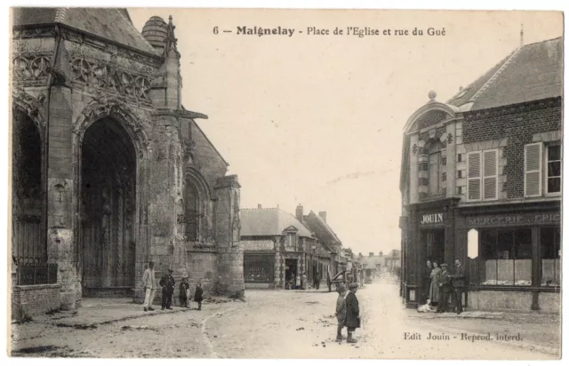 CPA 60 - MAIGNELAY (Oise) - 6. Place de l'Eglise et rue du Gué (petite animation