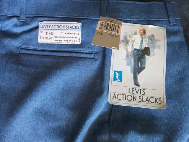 Vintage Levis Action Slacks Levi’s Menswear  Zipper Pants. Size 31 x 32 NWT