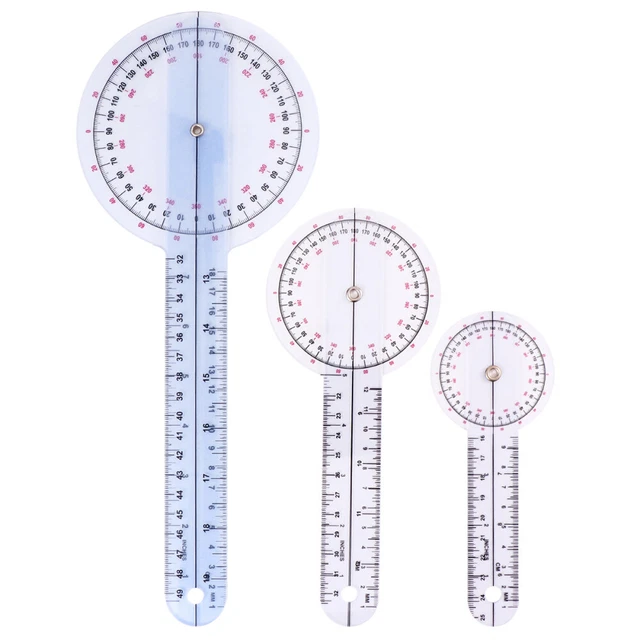 3 PCS TRANSPARENT Goniometer Bone Protractor Ruler Body Measuring Ruler ...