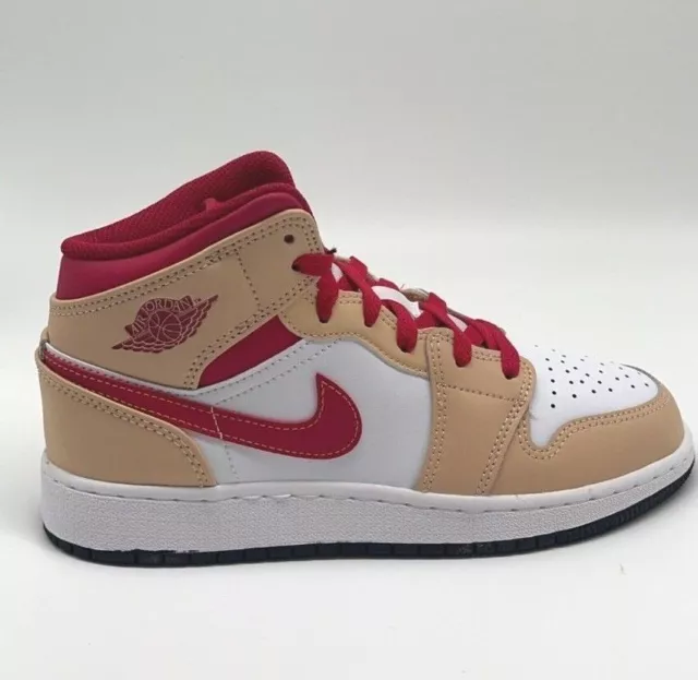 Nike Air Jordan 1 Mid GS beige curry rosso | 554725-201 | 37,5 - 38