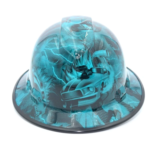 Wide Brim Hard Hat Hydro Dipped Mile  High Blue Candy Street Outlaws w/BrimGuard