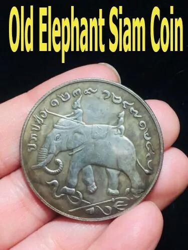 Siam Thailand Coin Currency  Elephant Silver  Antique  Burma Thai Amulet