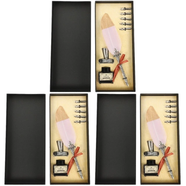 3 juegos Vintage Quill Plum Plum Kit de escritura Quill Pen Practical Nibbed Stift