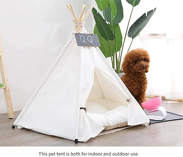 Haustier-Tipi-Zelt Mit Dickem Kissen – Für Hunde/Katzen Bis 7 Kg, 69,5 Cm Hoch, Baumwolle