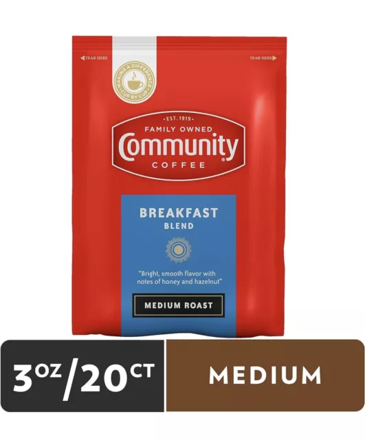 Breakfast Blend, Medium Roast Pre-Measured Coffee Packs, 3.0oz, 20 Pks, BB 02/24