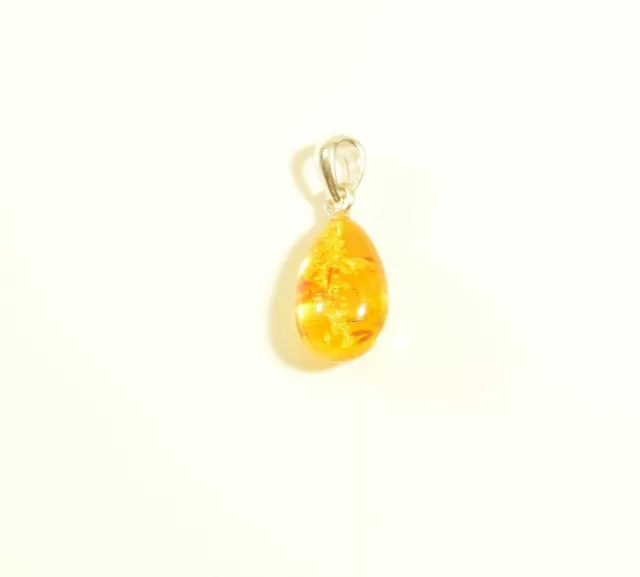 Pendentif goutte d'ambre naturel de la Baltique Cognac avec fermoir en...