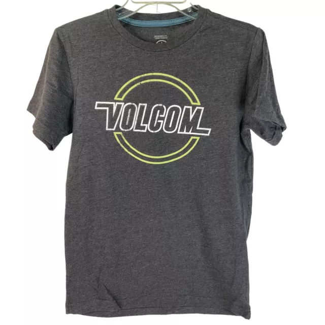 Volcom T-Shirt Womens Size Large Dk Gray Logo Front Graphic Nwot
