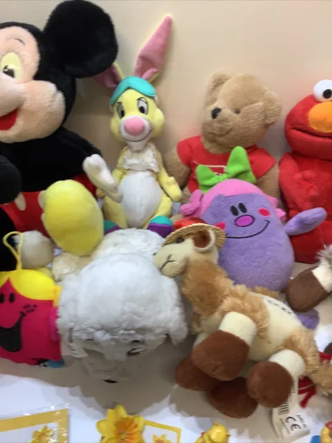 Soft Toy Huge Bundle X17 Joblot Disney Mickey Pooh Badges Phantom Charity Plush 3