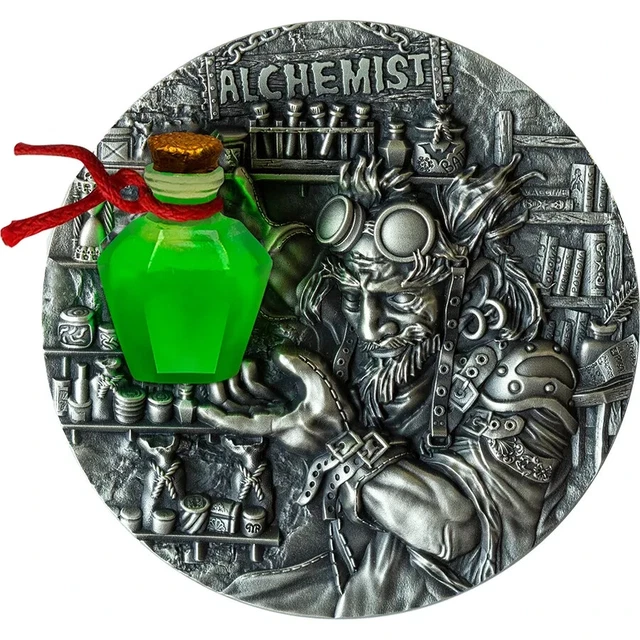 2022 $5 The Alchemist Glow in the Dark 2oz Silver Antiqued Coin