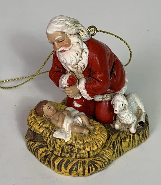 Kneeling Santa R P Gauer Roman Inc Christmas Ornament Baby Jesus Christ Child