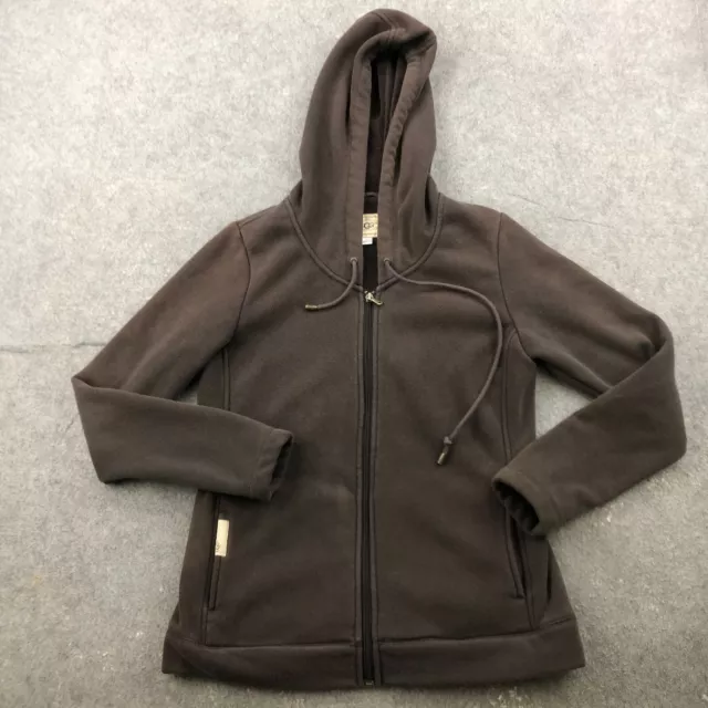 UGG Hoodie Womens Medium Brown Full Zip Hooded Sweatshirt Fleece *