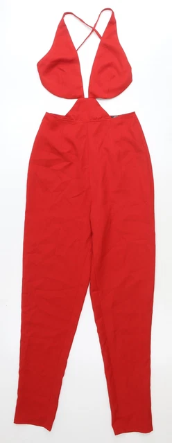 Tuta unica da donna rossa poliestere Missguided taglia 6 cerniera