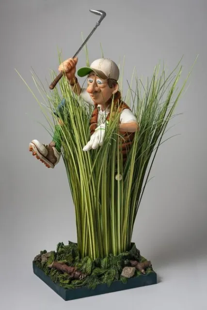 Statuina uomo Figura caricatura di Golfista Forchino figurina Comic Art 46 cm XL