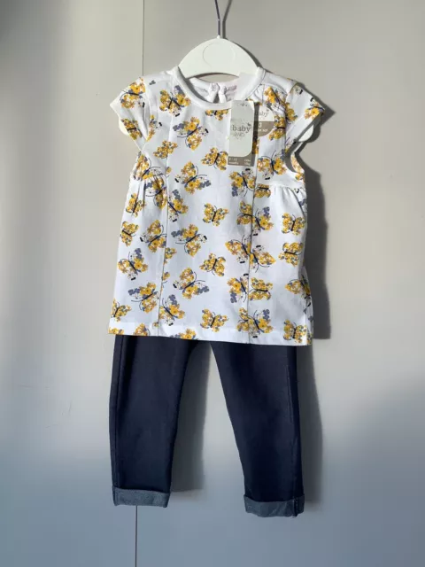 Pacchetto outfit bambina 9-12 mesi nuova stampa floreale top leggings usati