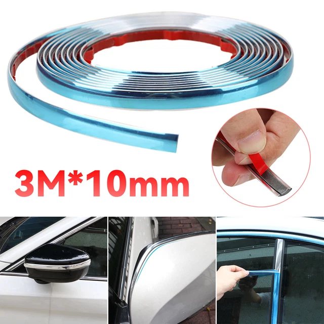 Car Side Door Silver Chrome Strip Bumper Protector Trim Tape Sticker Accessories