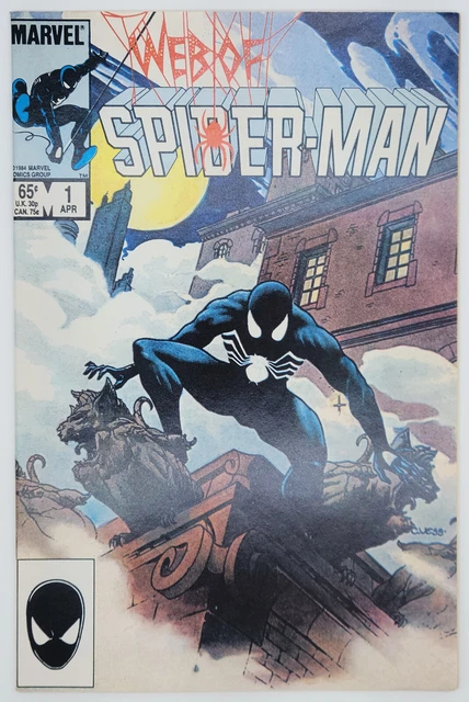 Web Of Spider-Man #1 1985 8.5 VF+ Painted cvr-Charles Vess; Early Black Costume!