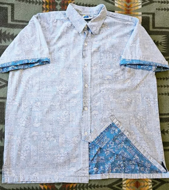 Vintage 1970's Sears Inverted Geometric Floral Print Shirt Mens Extra Large XL