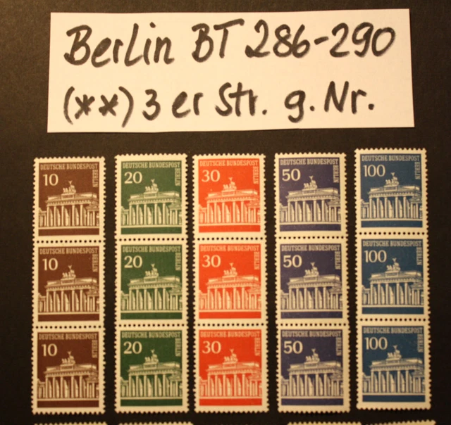 Berlin BT 10-100PF Brandenburger Tor 3-er Streifen gerade Nr. postfrisch TOPP! 2