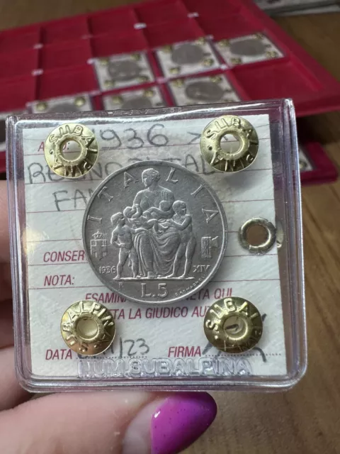 MONETA REGNO D’ITALIA 5 LIRE FAMIGLIA 1936 XIV sigillata BB/SPL SUBALPINA