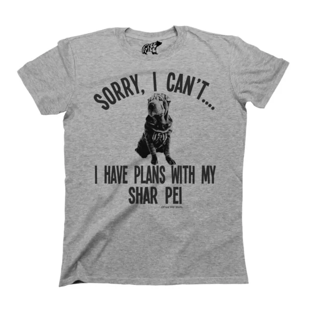 Womens SHAR PEI Dog T-Shirt Sorry I Have Plans Christmas Animal Lover Organic