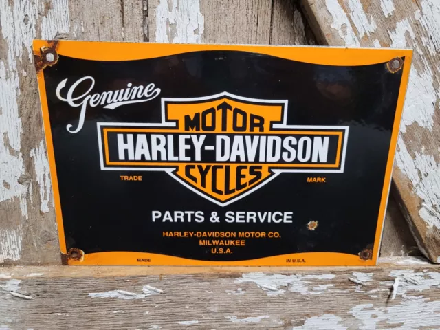 Vintage Harley Davidson Motorcycle Porcelain Sign Dealer Bike Parts & Service