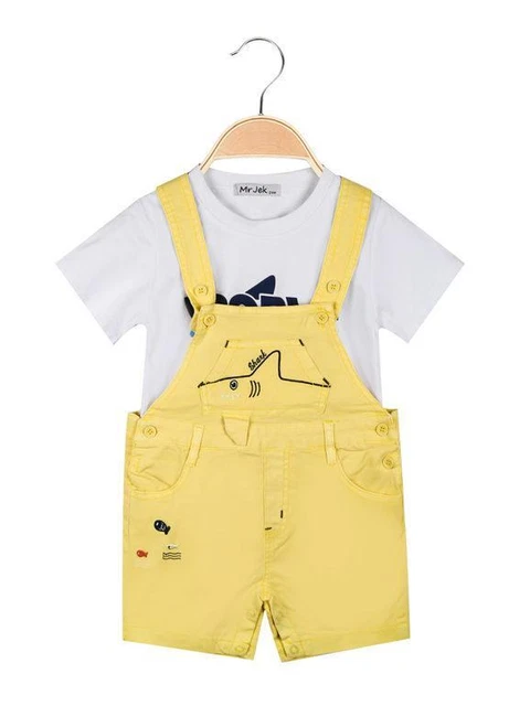 Salopette corta + t-shirt neonato bambino