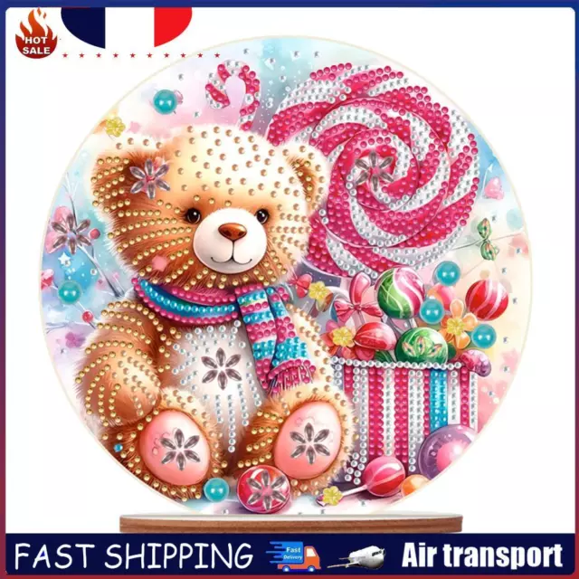Special Shaped Bear Diamond Painting Tabletop Kit Home Office Decor (Candy Bear)