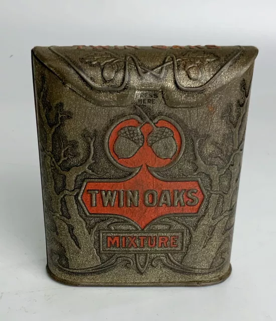 Antique twin oaks smoking pipe Tobacco mixture tobacco Advertising tin Vintage
