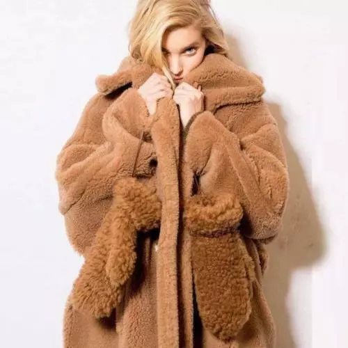 Luxury Women Oversize Fur Full Length Thick Lapel Wool Warm Winter Outwear Coat