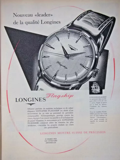 Publicité De Presse 1959 Montre Suisse De Précision Longines Flagship
