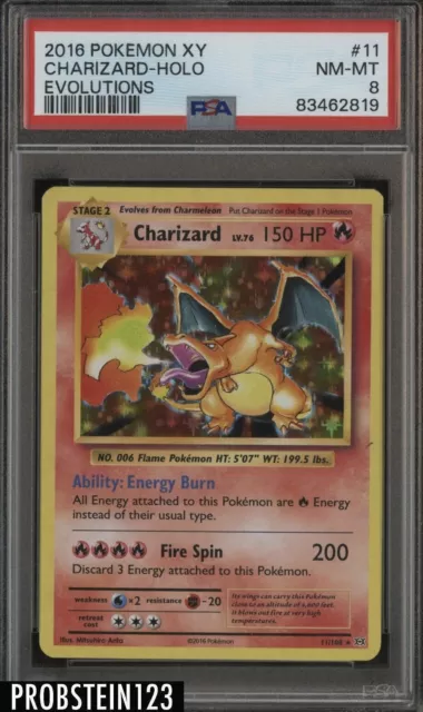 2016 Pokemon XY Evolutions #11 Charizard-Holo PSA 8 NM-MT