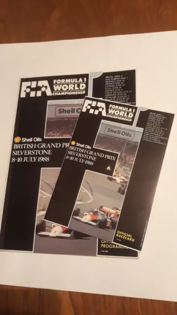 1988 F1  Shell Oils British Grand Prix programme and racecard   Silverstone