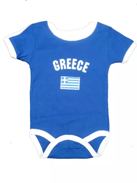 Greece Baby Bodysuit 100% Cotton Soccer Futbol Country Flag T-Shirt All Seasons