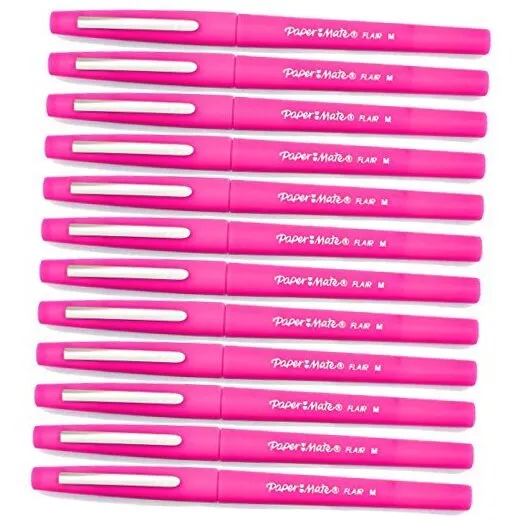 Flair Felt Tip Pens, Medium Point 1.0mm (12-Pack, Pink)