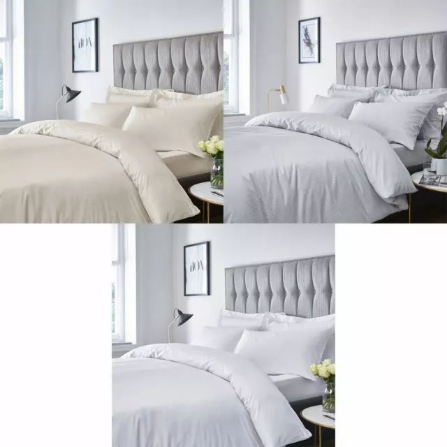 Catherine Lansfield Platinum Satin Stripe 300 Thread Count Duvet Cover Set