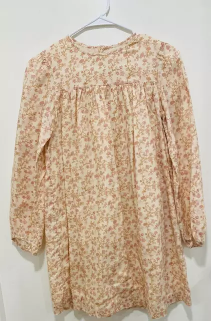 BONPOINT NWOT Girls Long Sleeve Ivory Cotton Floral Balamine Dress Size 12