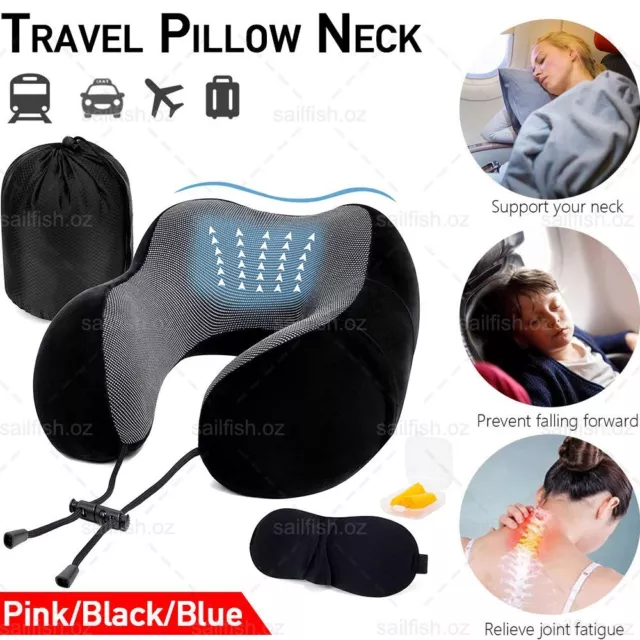 Travel Memory Foam Rebound Pillow U-shaped Sleeping Pad Neck Support Headrest AU