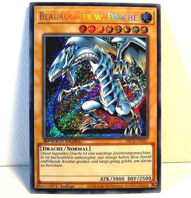 YUGIOH BLAUÄUGIGER WEISSER Drache Blue Eyes Secret Rare Karte SBCB Deutsch NM! EUR 8,99