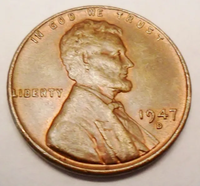 1947 D Lincoln Wheat Cent / Penny *AU - ABOUT UNCIRCULATED*  **FREE SHIPPING**