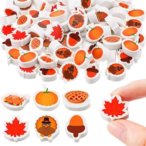 Thanksgiving Mini Acorn Erasers Bulk, Maple Leaf Party Fall Favor 120