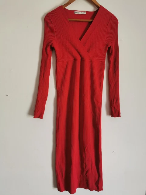 knee length dresses for ladies Zara Collared Long-sleeved Knit Dress