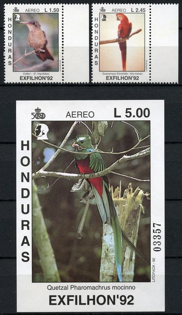 Honduras 1992 Vögel Birds Uccelli Oiseaux 1161-1162 + Block 54 MNH