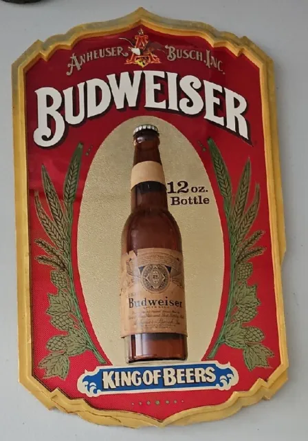 Budweiser King Of Beers 12 Oz 3D Beer Bottle Display Bar Sign Anheuser Busch