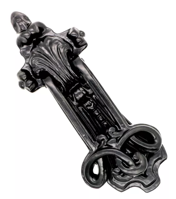 Gothic Door Knocker Cast Iron Victorian Style Elegant Large Black Powder Coated
