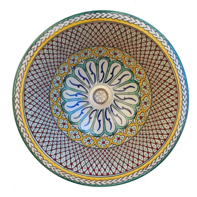 Vasque céramique ronde Marocaine v3 évier lave main lavabo a poser ou encastrer